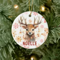 Watercolor Reindeer Personalized Ornament