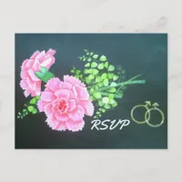 Gay Wedding Pink Carnations Personalized RSVP Invitation Postcard