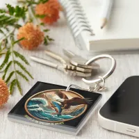 Marvellous Eagle Swooping Down to Catch Fish  Keychain