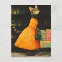 Adorable Cat Shopping Postcard