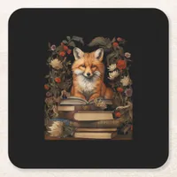 Cottagecore Aesthetic Book Lover Goblincore Retro  Square Paper Coaster