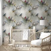 Birds on a Branch 2 Oil Painting  Wallpaper