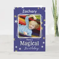 Magical Birthday Stars Photo Name Kids Boy Girl Card