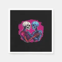 American Traditional Skeleton Holding Hands Tattoo Napkins