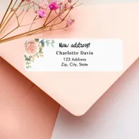 Rose gold floral moved new return address  label