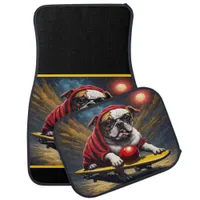 Bulldog Skateboarding at Sunset Car Floor Mat