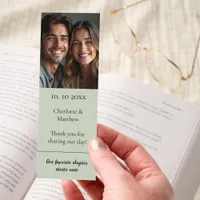 Wedding photo quote sage green thank you favor bookmarks