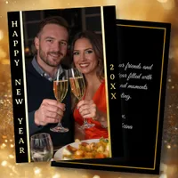 Black and Gold Foil Happy New Year | Photo Foil Holiday Card