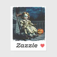 Haunted Doll and Halloween Pumpkin Sticker