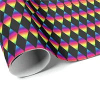 Gift Wrap - Rainbow Diamonds on Black