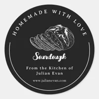 Modern Black Homemade Bakery Sourdough Sticker