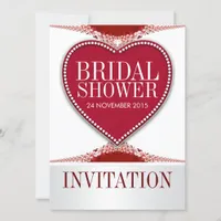 Red Lace Love Heart Bridal Shower Party Invite