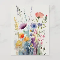 Beautiful Watercolor Flowers Postcard