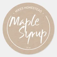 Rustic Maple Syrup Label White Kraft