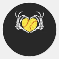 Skeleton Hands Heart Halloween Costume Softball Classic Round Sticker
