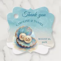 Beach Wedding Pearls Shell Elegant Ocean Theme  Favor Tags
