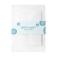 Groovy Retro Blue Circles 70s Nostalgic Wedding Invitation Belly Band