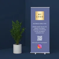 Business logo qr code instagram blue retractable banner