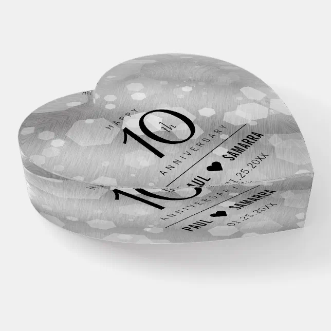 Elegant 10th Tin Wedding Anniversary Acrylic Paperweight