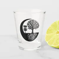 Black and White Disc Golf Silhouette  Shot Glass