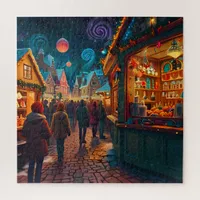 Enchanting Christmas Market Town Winter Wonderland Jigsaw Puzzle