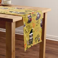 Cute Gangster Santa Merry Christmas on Gold |     Long Table Runner