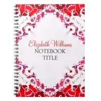 Bright Red + White Diamond Batik Notebook