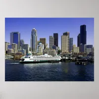 Seattle Ferry and Buildings Poster