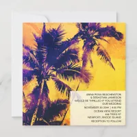 *~* Tropical RSVP QR AP13 PHOTO Palms Wedding Invi Invitation