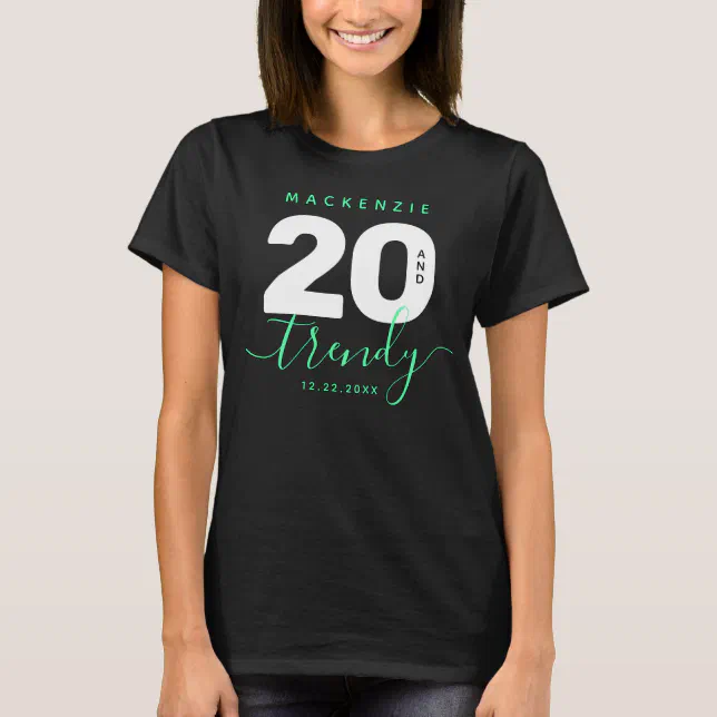 Modern Girly Mint Green 20 and Trendy T-Shirt