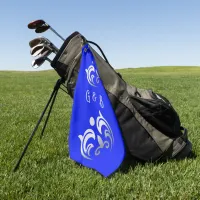 Monogrammed simple Silver on Blue | Golf Towel