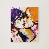 Colorful Kiss Postcard Jigsaw Puzzle