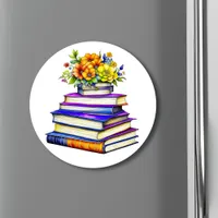 Pretty Vintage Books and Flowers Personalized Magnet