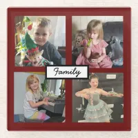 Family Photos Personalized   Glass Coaster