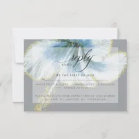 Wedding RSVP | Blue Watercolor Hibiscus Flower Card