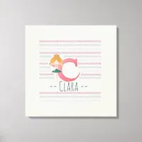 Blush Pink Ballerina Monogram C – Personalized Art Canvas Print