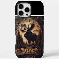 Carved Moose Sign With Name iPhone 16 Pro Max Case