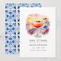 Santorini Sunset Cocktail Greece Wedding Save The Date
