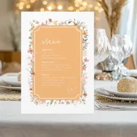 Sunny Wildflower Wedding Menu Peach ID1023