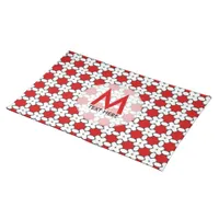 Red White Floral Pattern Monogram Place Mat