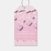 Cute Pink Hearts On Strings & Clouds Valentine's Gift Tags