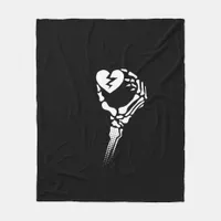 Skeleton Hand Holding Heart Simple Expression Fleece Blanket