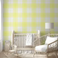 Soft Baby yellow and white plaid pattern Wallpaper