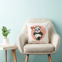 Follow Your Heart Panda Motivational  Throw Pillow