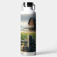 Rustic Farm House with a Cornfield Ai Art Water Bottle