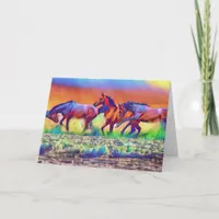 Frolicking Horses Birthday Holiday Card