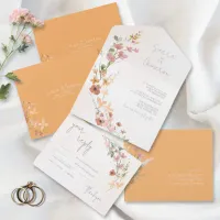 Sunny Wildflower Wedding Peach ID1023 All In One Invitation