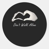 Don't Walk White Classic Skeleton Hands Hearts Classic Round Sticker