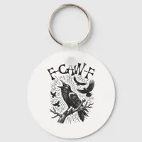 Funny Vintage Crow F-Caw-F Keychain