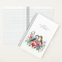 Love Birds in Spring Flowers Floral Notebook